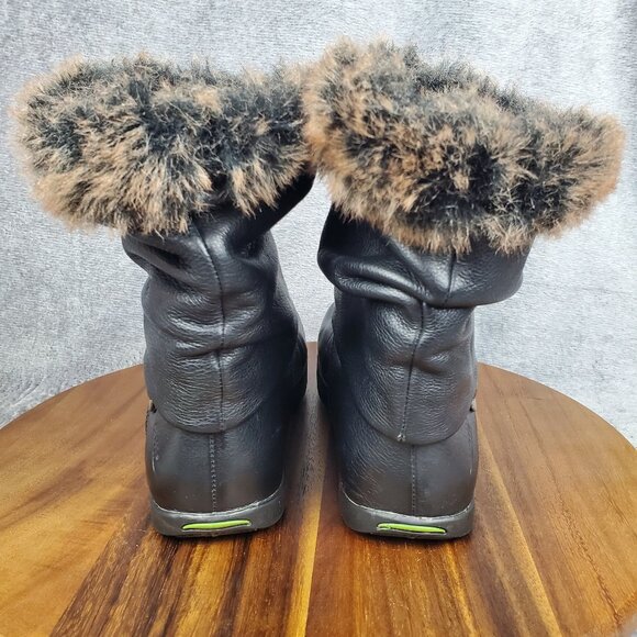 Earth Kalso Boots Women's 6.5 B Black Leather Pull On Faux Fur Comfort Booties - Picture 4 of 10